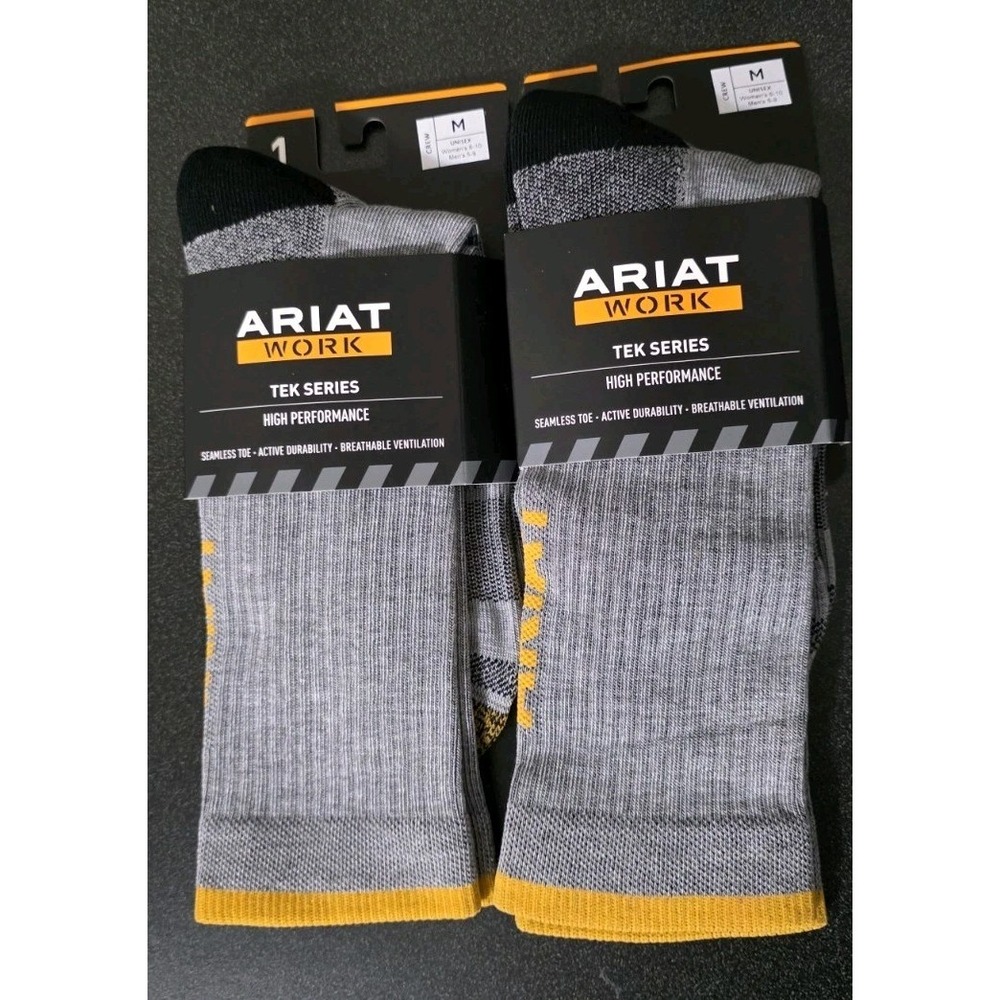 2 Pairs Ariat Socks M Tek Series High Performance Seamless Toe Active Durability